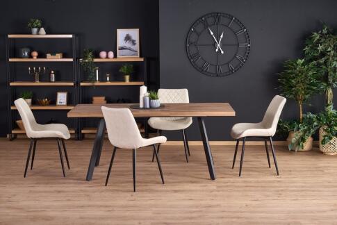 Стол обеденный HALMAR BERLIN орех/черный 160-220/85