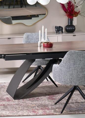 Стол обеденный HALMAR HILARIO орех/черный 180-260/90