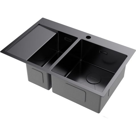 Кухонная мойка из нержавейки Omoikiri Akisame 78-2-GM-R вороненая сталь