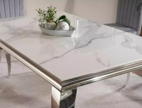 Стол обеденный SIGNAL PRINCE Ceramic Calacatta белый/хром 180/90