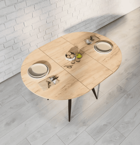 Стол ВВР Элип Дуб крафт золотой/черный конус, ЛДСП