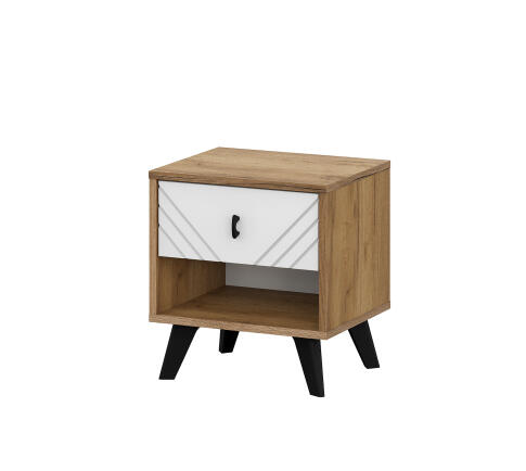 Тумба прикроватная NN Мебель (МС Байкал К) Дуб Золотой/Белый матовый