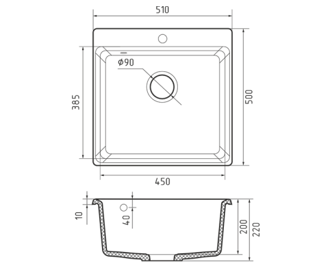 Кухонная мойка GRANFEST URBAN UR-351 черный