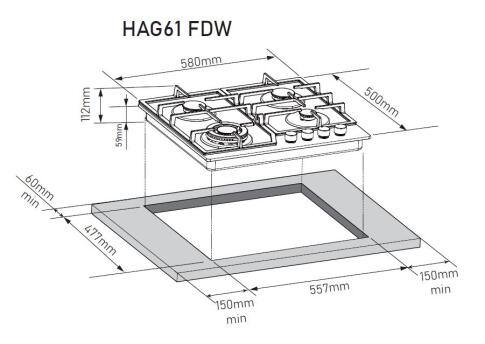 Поверхность газовая ZORG TECHNOLOGY HAG61 FDW black