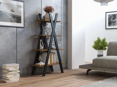 Стеллаж SIGNAL TIPI дуб вотан/черный, 136/80/30