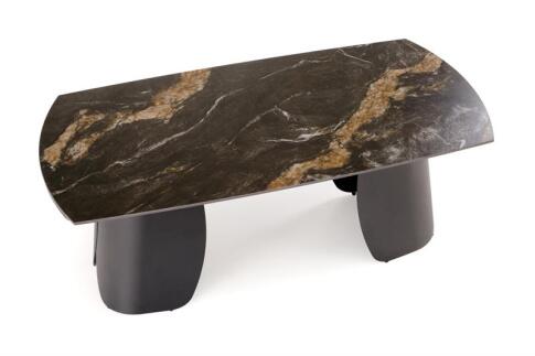 Стол обеденный HALMAR FORUM черный мрамор/черный 180-260/90