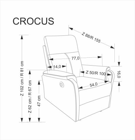 Кресло HALMAR CROCUS ракладное, черный