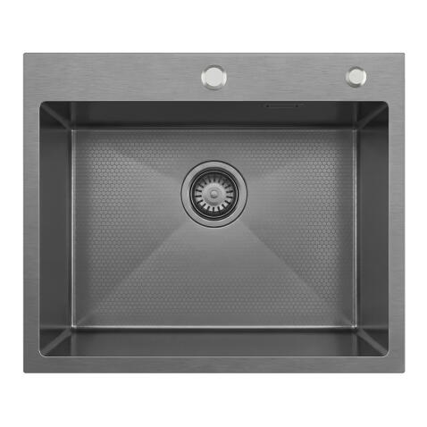 Кухонная мойка из нержавейки BLANTEK LS-5848HN Honeycomb Nano black
