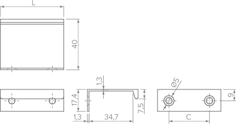 Ручка GTV Hexi, С=96 мм, черный матовый