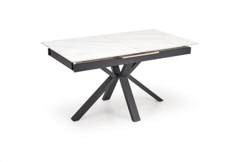 Стол обеденный HALMAR PLATAN белый мрамор/черный 140-180/85