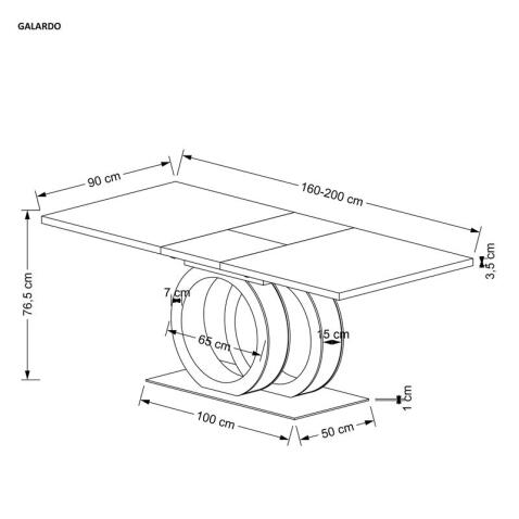 Стол обеденный HALMAR GALARDO белый/золотой 160-200/90