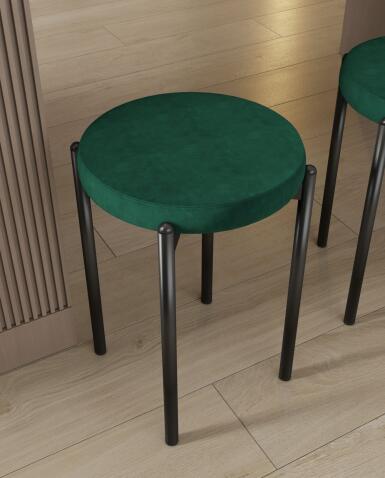 Табурет ВВР Лондон изумруд (каркас черный), велюр