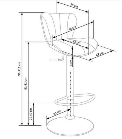 Стул барный HALMAR H69 черный/хром