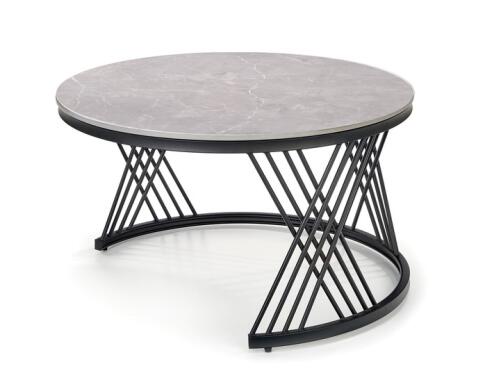 Комплект HALMAR FLAMINGO (2 стола журнальных) серый мрамор/черный, 60/40 и 80/46