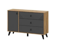 Комод NN Мебель (МС Байкал К) Дуб Золотой/Графит, 3 ящика (со створкой) (SAFE)