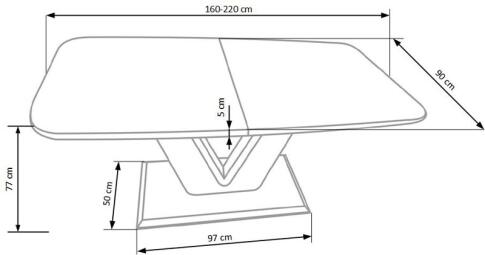 Стол обеденный HALMAR MISTRAL белый/белый 160-220/90