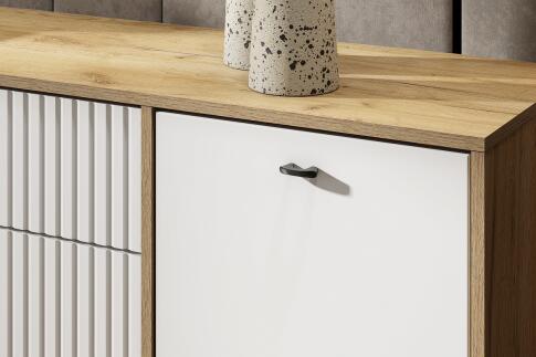 Тумба для ТВ SV-МЕБЕЛЬ (МС Милан К) Дуб Золотой/Белый матовый, с ящиками