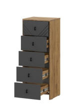 Комод NN Мебель (МС Байкал К) Дуб Золотой/Графит, 5 ящиков