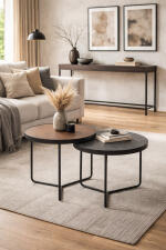 Комплект SIGNAL PENELOPE (2 стола журнальных) серо-коричневый эффект камня/черный