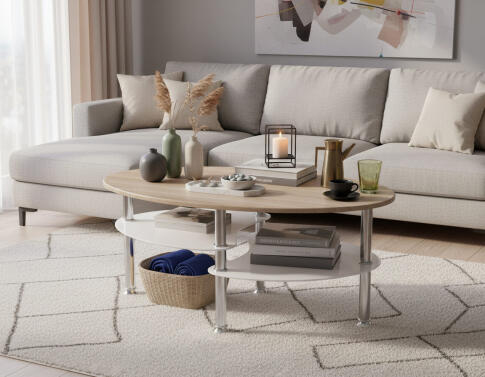 Стол журнальный HALMAR MEDEA дуб сонома/белый, 90/50/45