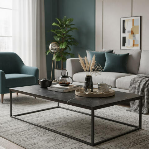 Стол журнальный SIGNAL ROSSI A черный мрамор/черный