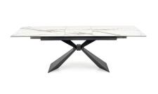 Стол обеденный HALMAR LUCIANO белый мрамор/черный 180-230/90