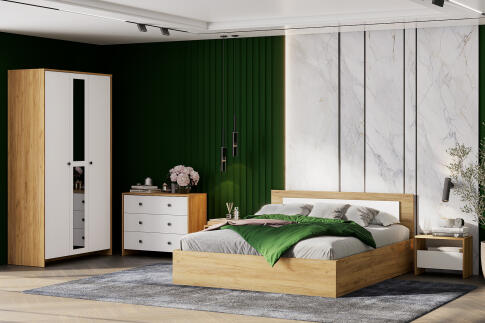 Шкаф трехстворчатый NN Мебель (МС Дольче К) Дуб Золотой/Белый