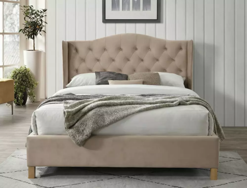 Кровать SIGNAL ASPEN Velvet Bluvel 28 бежевый/дуб 160/200