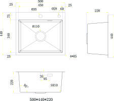 Кухонная мойка из нержавейки BLANTEK LS-5044S Brushed