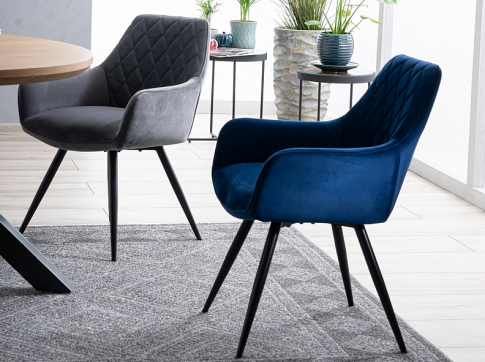 Стул SIGNAL LINEA Velvet Bluvel 86 темно-синий/черный мат