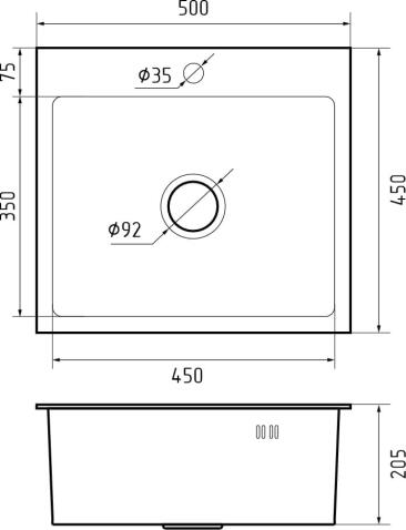 Кухонная мойка из нержавеющей стали GRANFEST METAL 5045 PVD графит