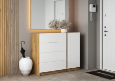 Комод МК Стиль БОСТОН КМ-001 МДФ дуб крафт золотой /глянцевый белый