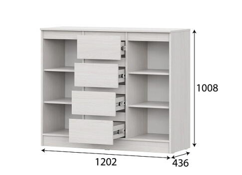 Комод SV-МЕБЕЛЬ (МС Бриз-1 К) Ясень Анкор светлый, 4 ящ. 2 ств.
