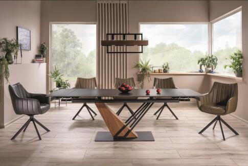 Стол обеденный SIGNAL GENESIS черный/ясень 180-240/90