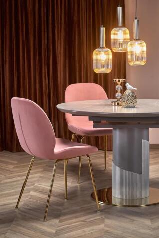 Стол обеденный HALMAR MUSCAT серый мрамор/светло-серый/золотой 120-160/120