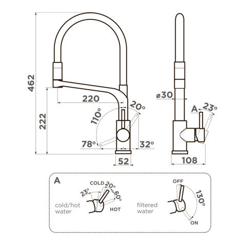 Смеситель для кухни Omoikiri Sinto 2 Plus GB BL графит/черный
