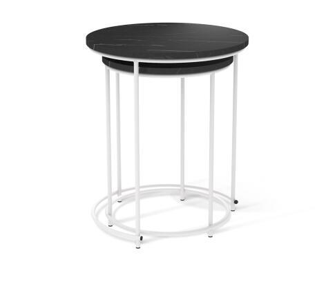 Стол журнальный Sheffilton SHT-CT7 артикул СЖ-86 камень пьетра черный/белый муар