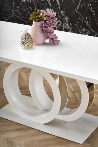 Стол обеденный HALMAR GALARDO белый/золотой 160-200/90