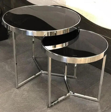 Комплект SIGNAL DELIA II (2 стола журнальных) черный/хром, 60/52