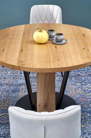 Стол обеденный HALMAR FANIS OKRAGLY натуральный/черный 120-160/120