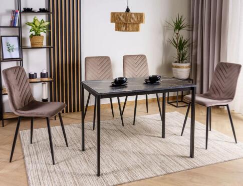 Стол обеденный SIGNAL MARIO эффект черного мрамора/черный 100/60