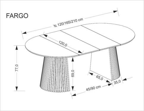 Стол обеденный HALMAR FARGO натуральный/натуральный 120-210/120