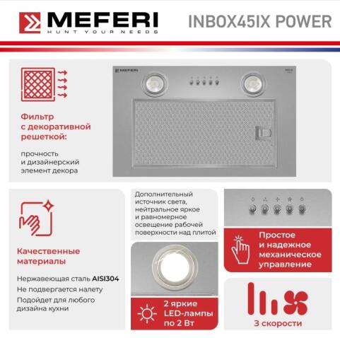 Вытяжка кухонная MEFERI INBOX45IX POWER