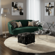 Пуф SIGNAL HESTIA K Velvet Bluvel 19 черный/серебряный