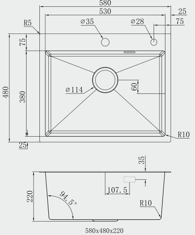 Кухонная мойка из нержавейки BLANTEK LS-5848B Nano black