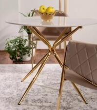 Стол обеденный SIGNAL AZALIA Ceramic белый/золотой 90