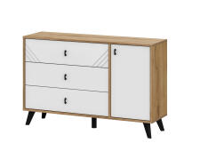 Комод NN Мебель (МС Байкал К) Дуб Золотой/Белый матовый, 3 ящика (со створкой) (SAFE)