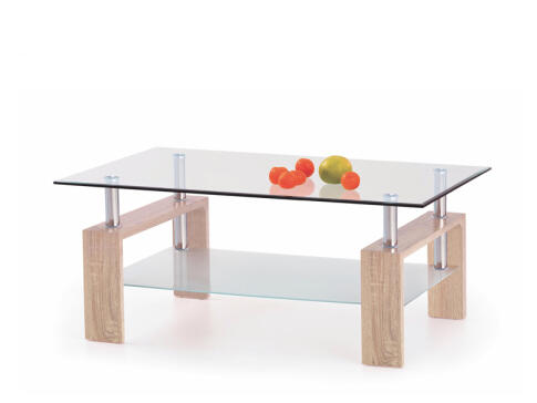 Стол журнальный HALMAR DIANA H прозрачный/дуб сонома, 110/60/55