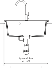 Кухонная мойка GRANFEST SMART SM-520 черный + сифон