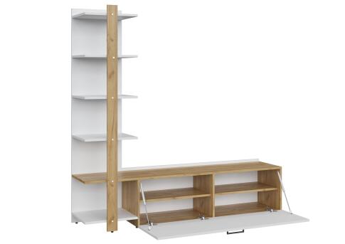 Тумба МК Стиль TECHNO TV-001 дуб крафт золотой/белый